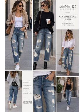 Genetic Los Angeles Gia Boyfriend Jeans – Sanctuary Wash – Size 26 – NWT